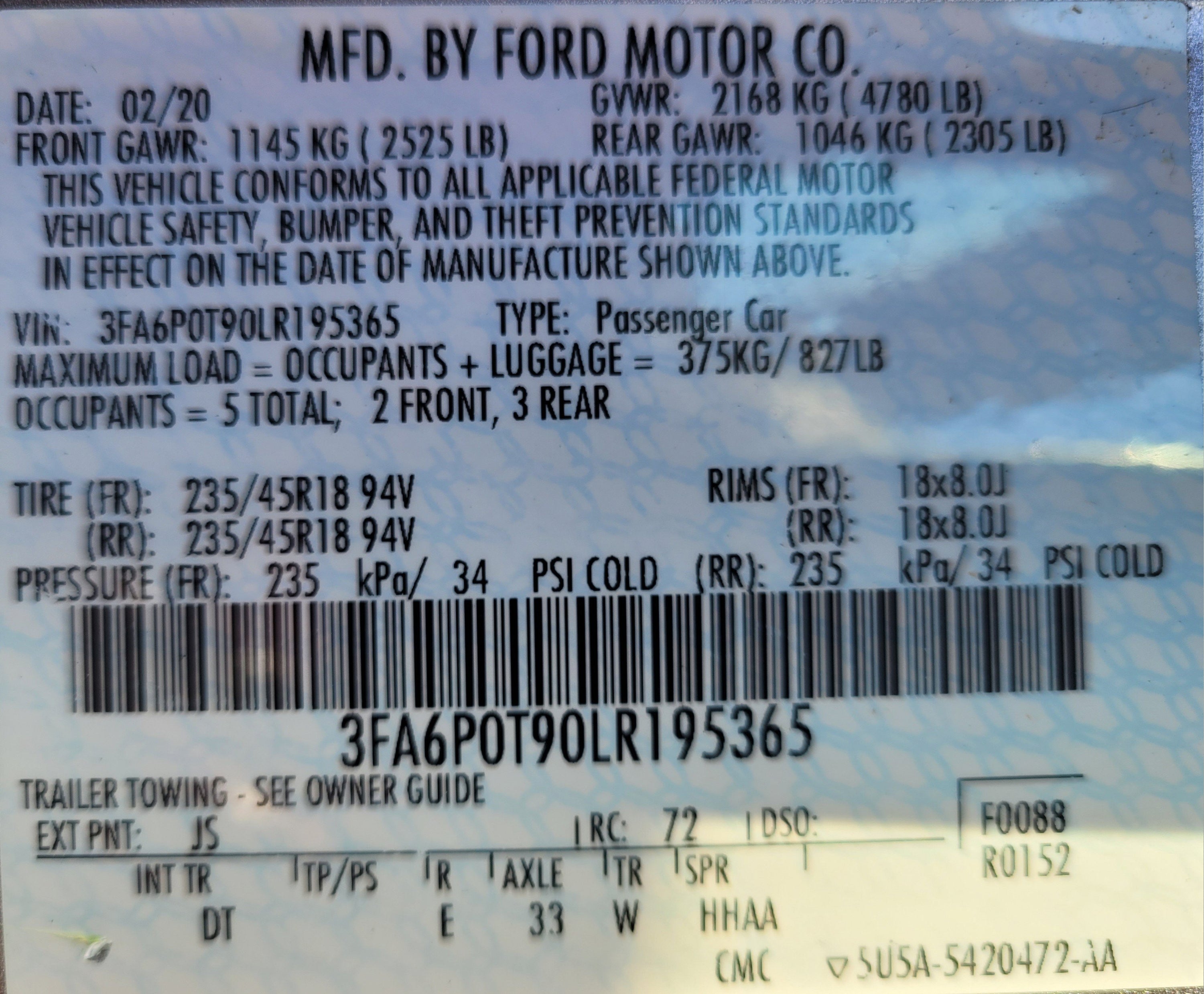 2020 Ford Fusion SE